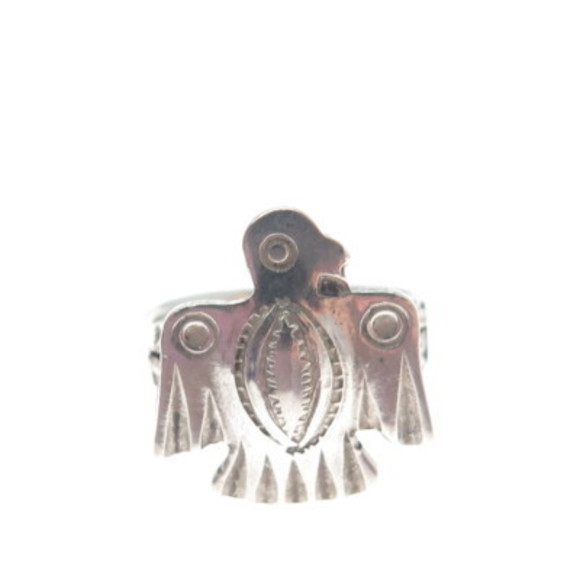 Old Pawn 925 Sterling Silver Vintage Southwestern Thunderbird Tribal Ring Size 5 - Picture 7 of 8